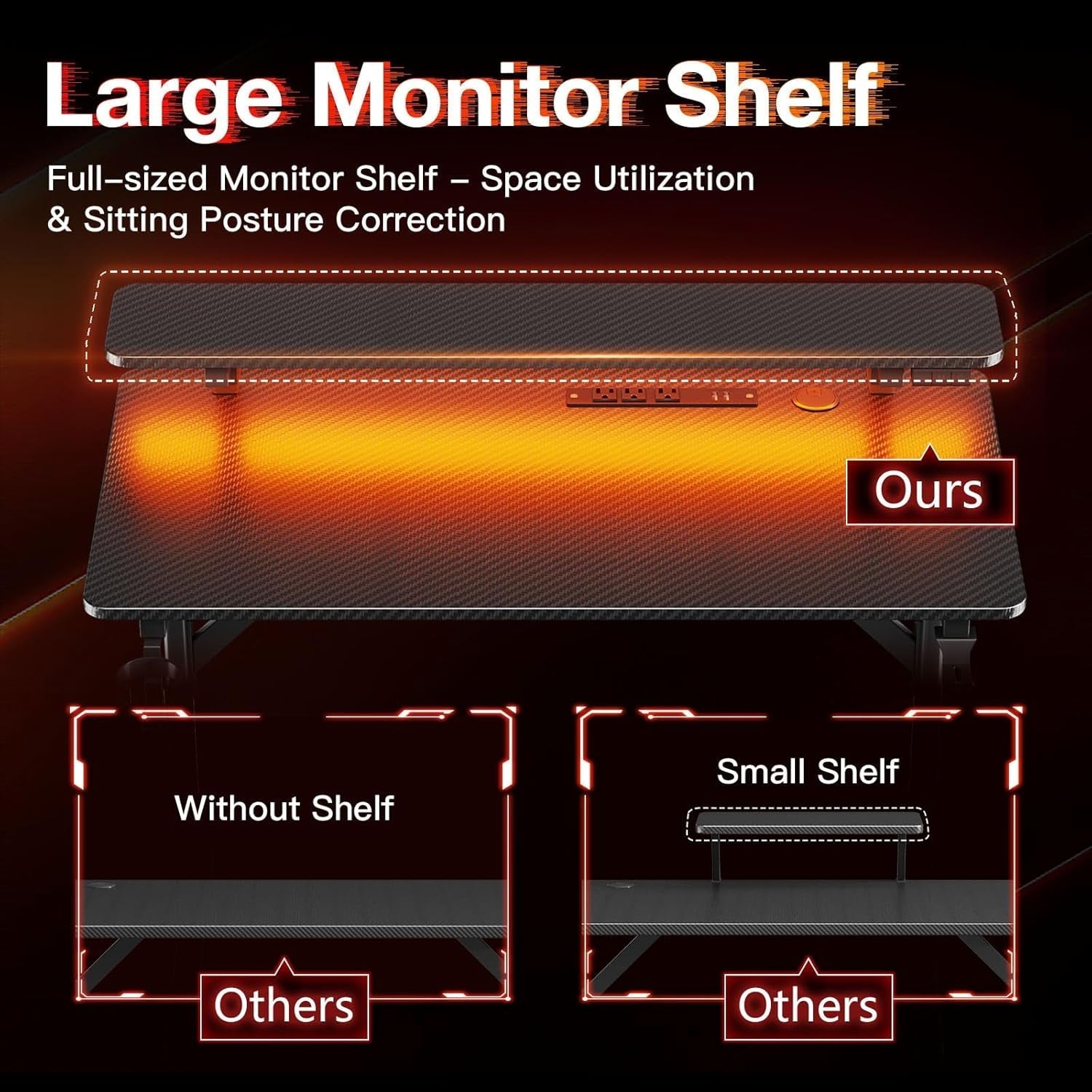 31 Inch Small Gaming Desk with LED Lights & Power Outlets, Computer